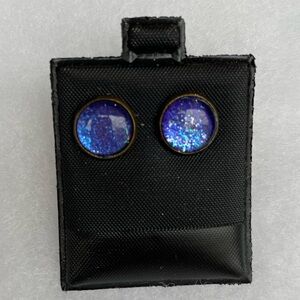 Blue Glitter Stud Earrings